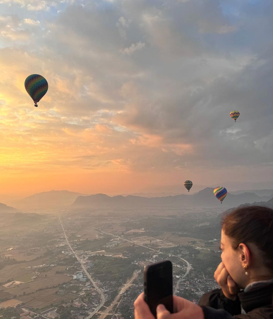 Hot Air Balloon over Vang Vieng